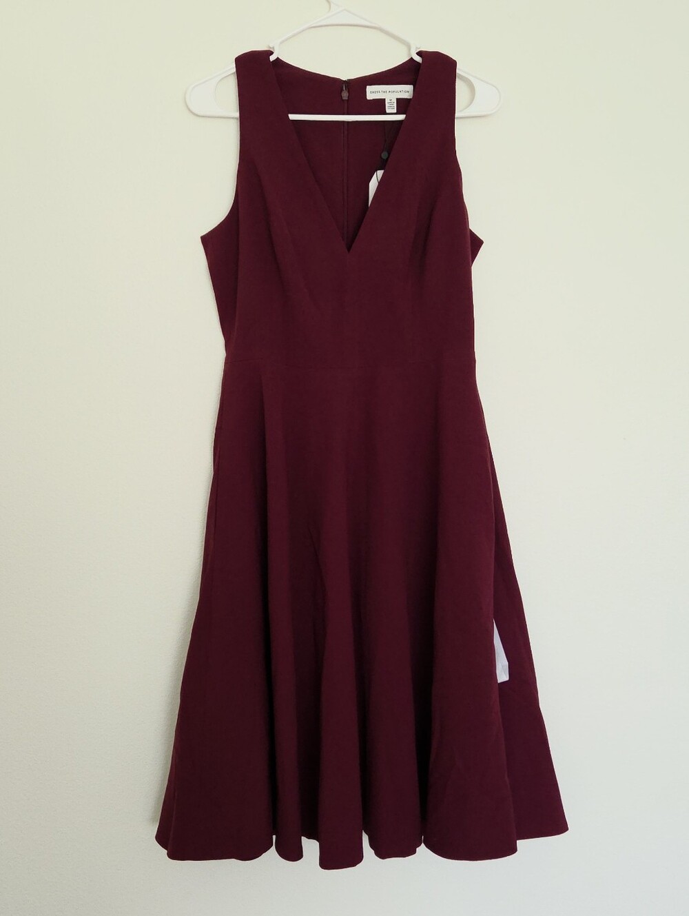 Dress The Population Catalina Fit & Flare Burgundy Cocktail Dress Size Medium